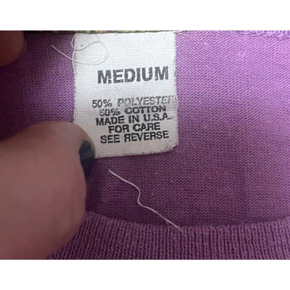 Vintage 90s “What Would Scooby Doo?” Cropped T Shirt Purple McGregor Tag Sz M - Picture 3 of 6